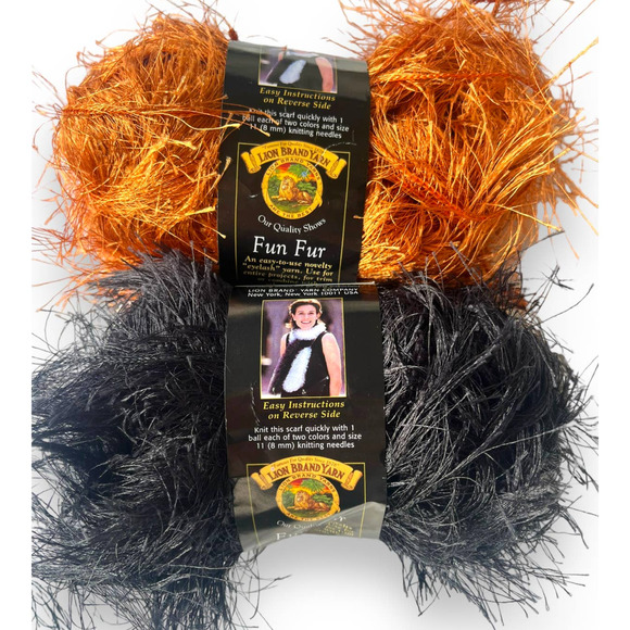 2 Skeins Lion Brand FUN FUR Eyelash Yarn | Copper & Black - Picture 5 of 5